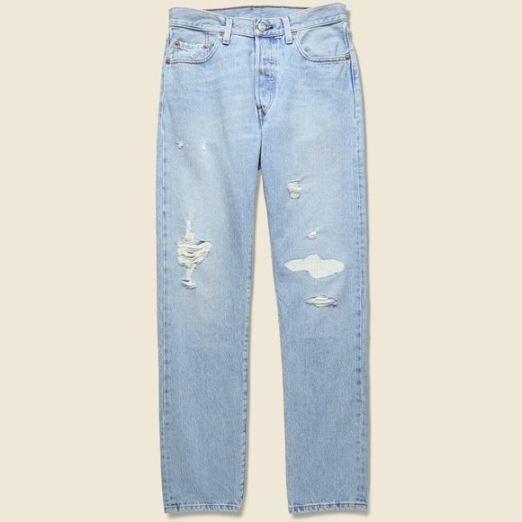 Levi's Denim - 501 Levi's Distressed Straight Cut Jean's